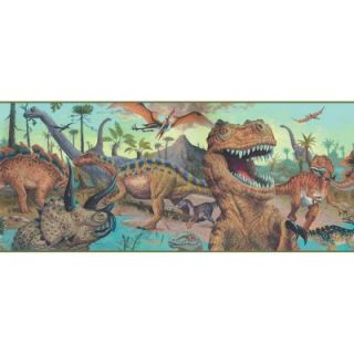The Wallpaper Company 8 in. x 10 in. Multicolored Dinosaur World Border Sample WC1285301S
