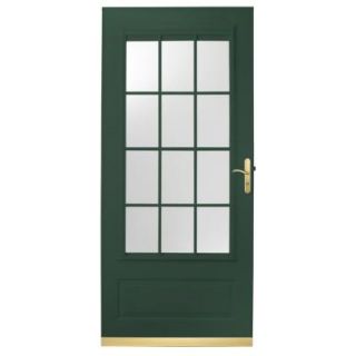 400 Series 32 in. Forest Green Aluminum Colonial Self Storing Storm Door with Brass Hardware E4CSS 32GR