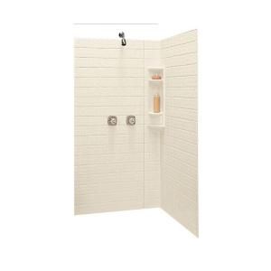 Swanstone 38 in x 38 in. x 71 5/8 in. Three Piece Easy Up Adhesive Neo Angle Shower Wall in Bone NE00000TI.037