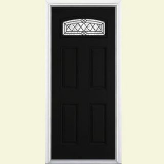 Masonite Halifax Camber Fanlite Painted Smooth Fiberglass Entry Door with Brickmold 21788