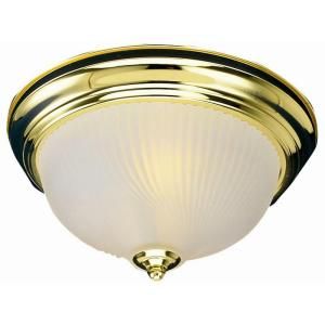 Design House 1 Light Polished Brass with Frosted Ribbed Glass Ceiling Light Fixture 502096