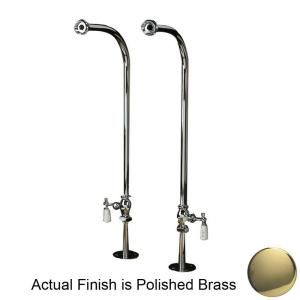 Pegasus 1/2 in. x 1/2 in. x 30 in. Polished Brass Freestanding Tub Hot and Cold Supply Line Set 4502 PL PB