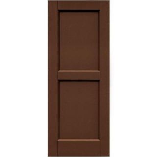 Winworks Wood Composite 15 in. x 38 in. Contemporary Flat Panel Shutters Pair #635 Federal Brown 61538635