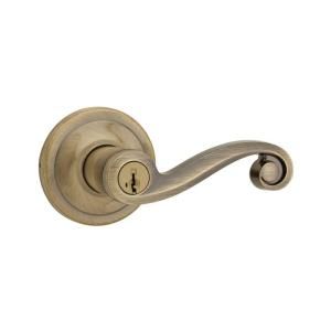 Kwikset Lido Antique Brass Entry Lever Featuring SmartKey 740LL 5 SMT CP