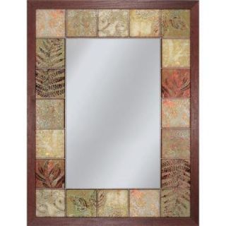Deco Mirror 25.5 in. x 34.5 in. Leaf Tile Mirror in Brown 6251
