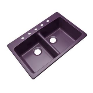 Mont Blanc Waterbrook Dual Mount Composite Granite 33x22x9 5 Hole Double Bowl Kitchen Sink in Plum 79570Q
