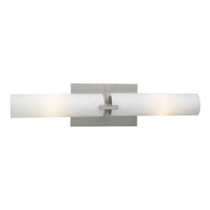 PLC Lighting 2 Light Bath Vanity Satin Nickel Finish Matte Opal Glass CLI HD918SN
