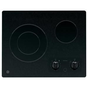 GE 21 in. Glass Ceramic Electric Cooktop in Black with 2 Elements JP256BMBB