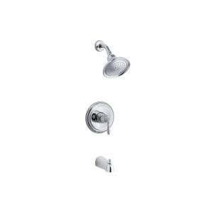 KOHLER Devonshire 1 Handle Rite Temp Pressure Balancing Tub and Shower Faucet Trim in Polished Chrome (Valve not included) K T395 4E CP