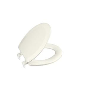 KOHLER Triko Elongated Molded Toilet Seat with Closed front Cover and Plastic Hinge in Biscuit K 4712 T 96