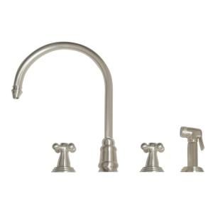 Whitehaus 2 Handle Side Sprayer Kitchen Faucet in Silver Pearl WH13664 SPRL