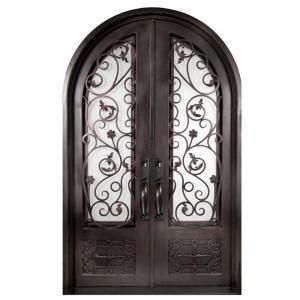 Iron Doors Unlimited Fero Fiore 3/4 Lite Painted Oil Rubbed Bronze Decorative Wrought Iron Entry Door IFF6298RRLS