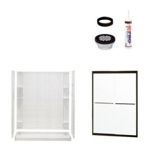 Sterling Plumbing Ensemble Tile 34 in. x 60 in. x 75 3/4 in. Shower Kit with Shower Door in White/Oil Rubbed Bronze 7213 5475DRC