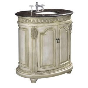 World Imports Belle Foret 36 in. W Single Basin Vanity with Brown Calico Marble Top in Antique Parchment BF80042R