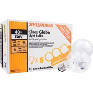 Sylvania 40 Watt Incandescent G25 Clear Globe Light Bulb (6 Pack) 14191.0