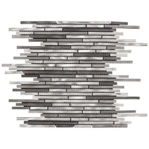 Jeffrey Court Racing Silver 11.75 in. x 16 in. x 8 mm Metal Mosaic Wall Tile 99744