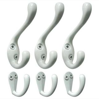 Richelieu Hardware Nystrom White Coat and Hat Double and Single Hook Value 6 Pack 60601