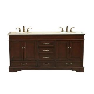 Virtu USA Oxford 72 in. Double Basins Vanity in Espresso with Marble Vanity Top in Crema Marfil DISCONTINUED LD 3672 CM AO