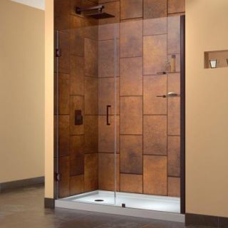 DreamLine Unidoor 57   58 in. x 72 in. Frameless Hinge Shower Door in Oil Rubbed Bronze with Glass Shelves SHDR 20577210S 06