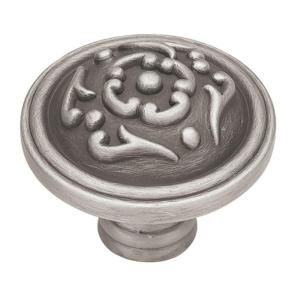 Liberty French Lace II 1 1/2 in. Brushed Satin Pewter Cabinet Knob PN1510 BSP C