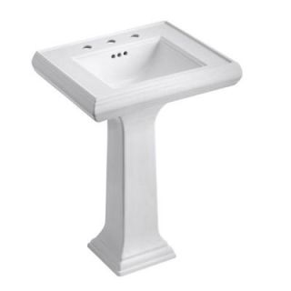 KOHLER Memoirs Pedestal Lavatory with 8 in. Centers and Classic Design in White K 2238 8 0