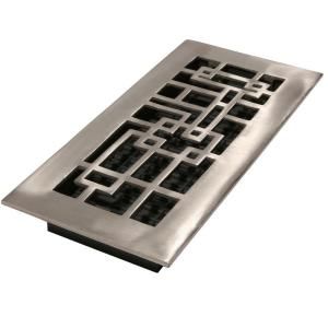 Decor Grates 4 in. x 14 in. Arts and Crafts Brushed Nickel Cast Aluminum Register ABA414 NKL