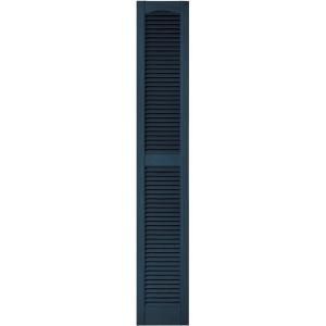 Builders Edge 12 in. x 72 in. Louvered Vinyl Exterior Shutters Pair in #036 Classic Blue 010120072036