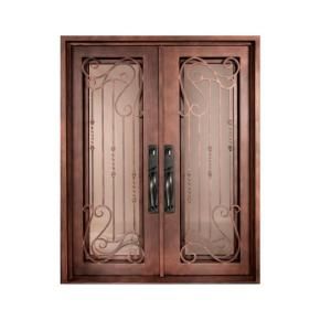 Iron Doors Unlimited Armonia Full Lite Painted Heavy Bronze Decorative Wrought Iron Entry Door IA6498RSHT
