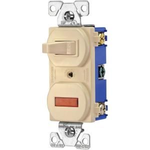 Cooper Wiring Devices Heavy Duty Grade 15 Amp Combination Single Pole Toggle Switch and Pilot Light   Ivory 277V BOX