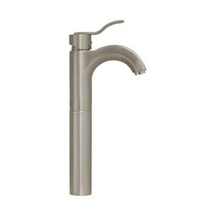 Whitehaus Single Hole 1 Handle Elevated Bathroom Faucet in Brushed Nickel 3 04045BN BN