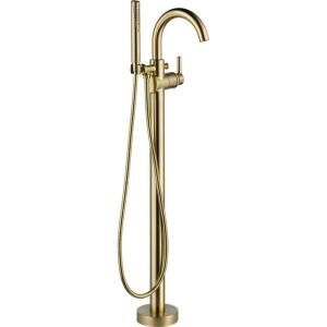 Delta Trinsic 1 Handle Floor Mount Roman Tub Faucet Trim Kit with Handshower in Champagne Bronze (Valve Not Included) T4759 CZFL