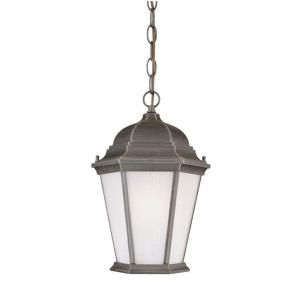 Westinghouse 1 Light Rust on Cast Aluminum Exterior Pendant with Frosted Seeded Glass Panels 6750900
