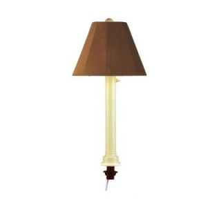 Patio Living Concepts Catalina 16 in. Outdoor Bisque Umbrella Table Lamp with Teak Shade 36774