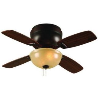 Hampton Bay Aspen 36 in. Bronze Patina Hugger Ceiling Fan with 4 Reversible MDF Blades and Single Scavo Glass 221809