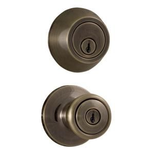 Weslock Reliant Combo Single Cylinder Deadbolt with Tulip Knob in Antique Brass DISCONTINUED 02241TATAFR22