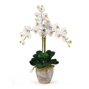 Nearly Natural 27 in. Triple Stem Phalaenopsis Silk Orchid Flower Arrangement 1017 CR