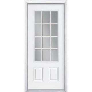 Masonite Premium 12 Lite Primed Steel Entry Door with Brickmold 93026