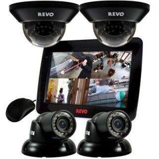 Revo 4 CH 1TB DVR Surveillance System with 10.5 in. Built in Monitor and (4) 700TVL 100 ft. Night Vision Cameras R4D2GT2GCMB 1T