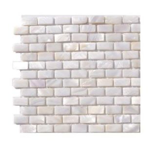 Splashback Tile Pitzy Brick Castel Del Monte White Pearl Tile Mini Brick Pattern   6 in. x 6 in. x 8 mm Floor and Wall Tile Sample R3D5