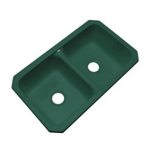 Thermocast Newport Undermount Acrylic 33x19.5x9 in. 0 Hole Double Bowl Kitchen Sink in Rain Forest 40040 UM