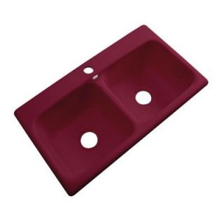 Thermocast Brighton Drop in Acrylic 33x19x9 in. 1 Hole Double Bowl Kitchen Sink in Ruby 34166