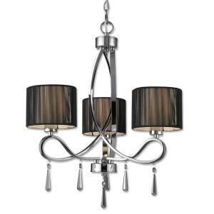 Nationale Collection 3 Light Chrome Chandelier with Black String Shade 23080 H3