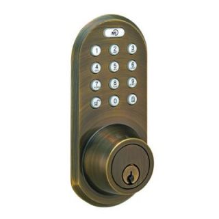 Morning Industry Single Cylinder Antique Brass Touch Pad and Remote Electronic Deadbolt QF 01AQ