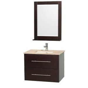 Wyndham Collection Centra 30 in. Vanity in Espresso with Marble Vanity Top in Ivory and Undermount Sink WCVW00930SESIVUNDM24