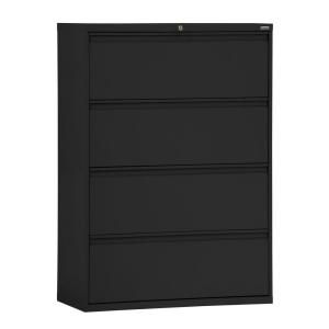 Sandusky 800 Series 36 in. W 4 Drawer Full Pull Lateral File Cabinet in Black LF8F364 09