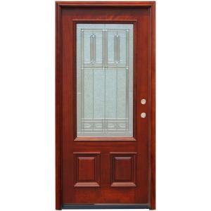 Pacific Entries Traditional 3/4 Lite Stained Mahogany Wood Entry Door M62DBML