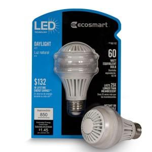 EcoSmart 60W Equivalent Daylight (5000K) A19 LED Light Bulb ECS A19 CW 60WE 120