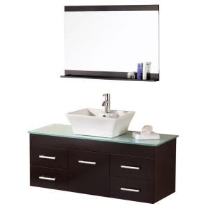 Design Element Madrid 48 in. Vanity in Espresso with Glass Vanity Top and Mirror in Mint DEC1100A