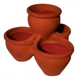 Deroma 18 in. Terra Cotta Handmade Red 4 Pot Planter 363225A