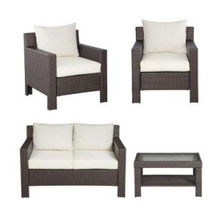 Hampton Bay Beverly 4 Piece Deep Patio Seating Set with Bare Cushions 55 910233